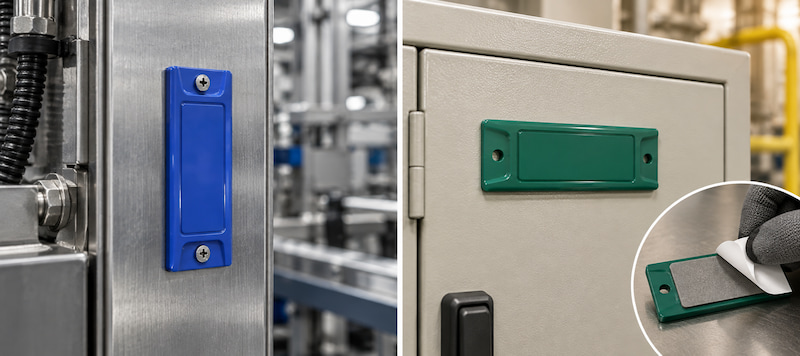 Hard UHF RFID on metal tag with screw mounting and strong adhesive installation options